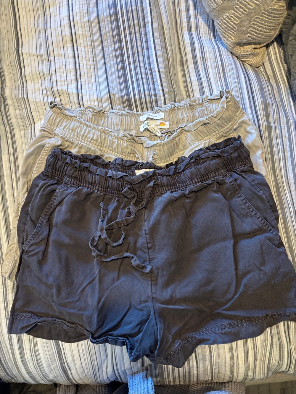 Two pair C&C California Beige and grey Elastic Waist Athletic Shorts